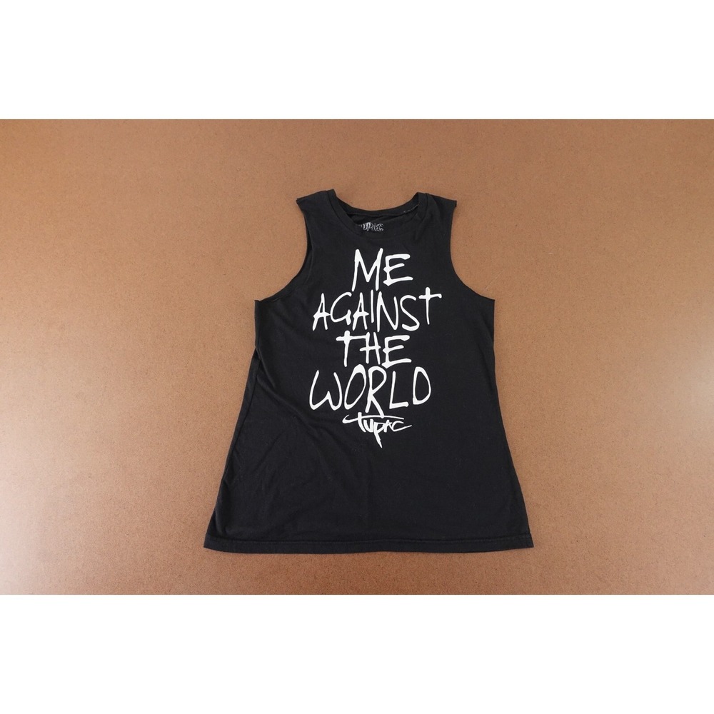 Tupac Women's Size XS Black Me Against The World Graphic Crew Neck Tank Top
